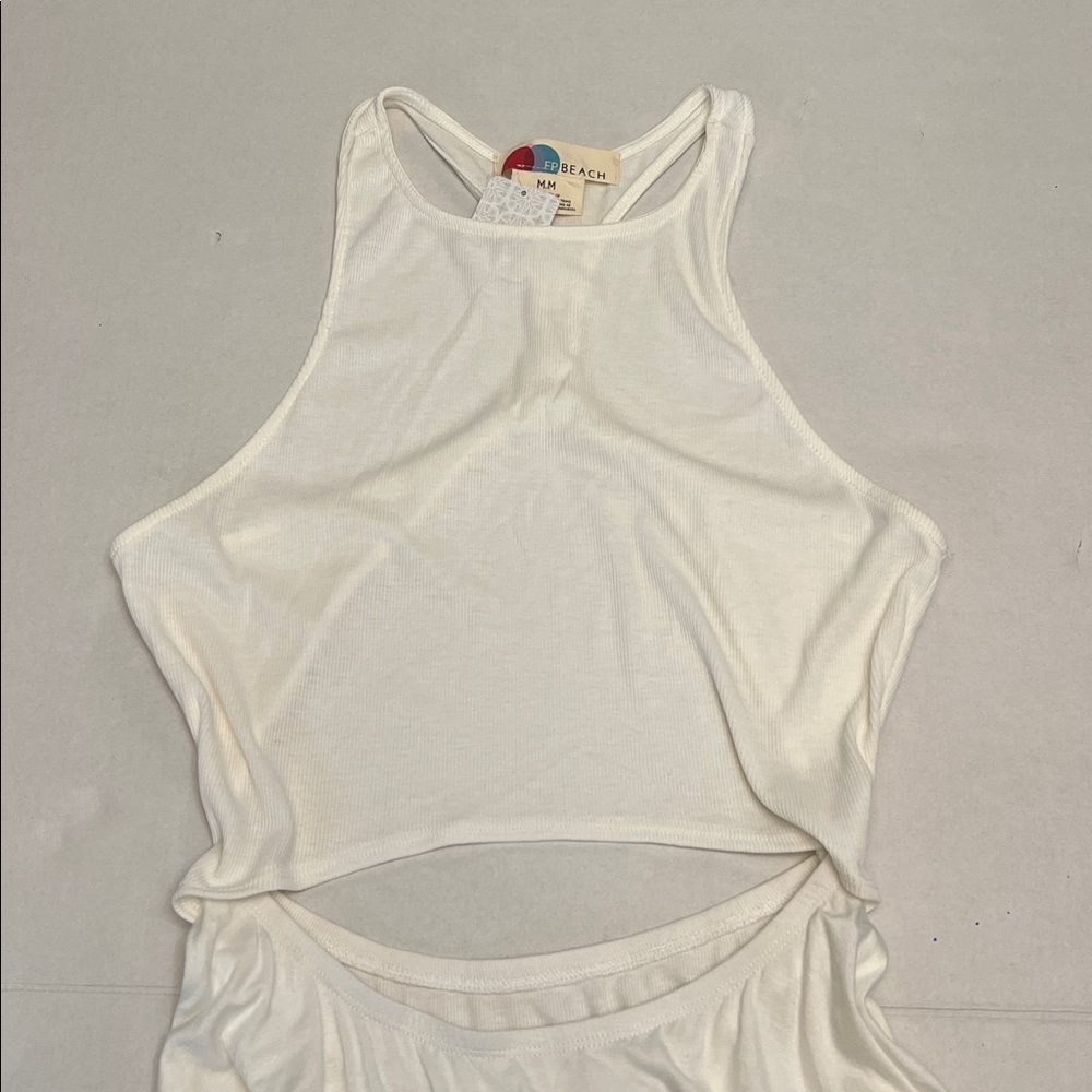 FREE PEOPLE FP BEACH BETHANY MIDI CUT-PUT DRESS WHITE MEDIUM NEW WITH TAGS - Picture 4 of 11